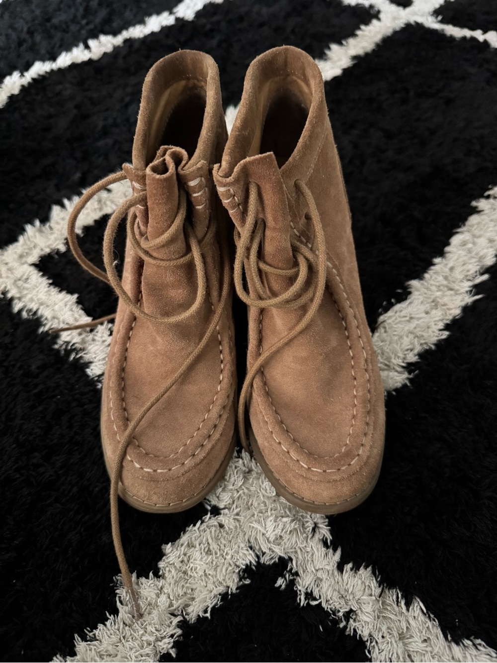 Lucky Brand Brown Suede Lace-Up Ankle Boots